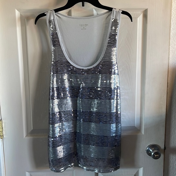 Calvin Klein Grey Sequence Sleeveless Tank Top - Picture 5 of 7
